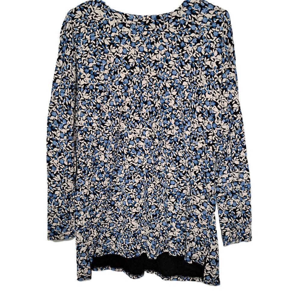 J.Jill Women's Blue Floral Simply Supima Crew Neck Tunic Size Small